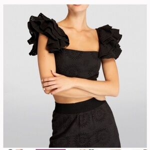 Alice + Olivia Black Ruffled Women's Crop Top Size 0